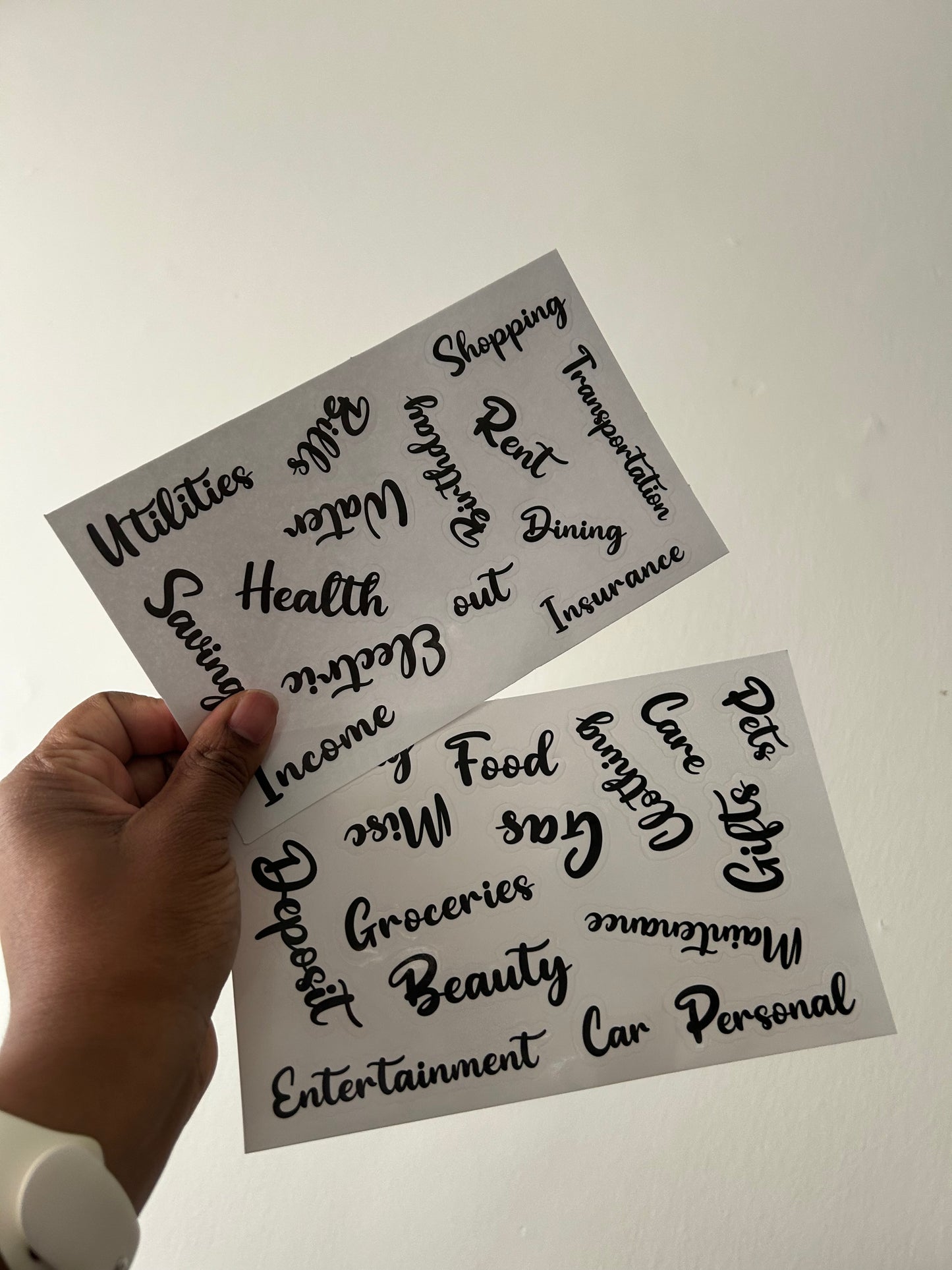 Cash Envelope Label Stickers, 27 Black Color