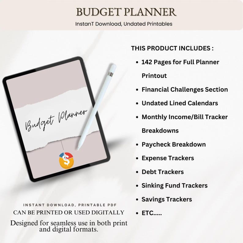 2025 Budget Planner, Printable Budget Organizer, Financial Planner, Monthly Expense Tracker, Savings Tracker, Money Management