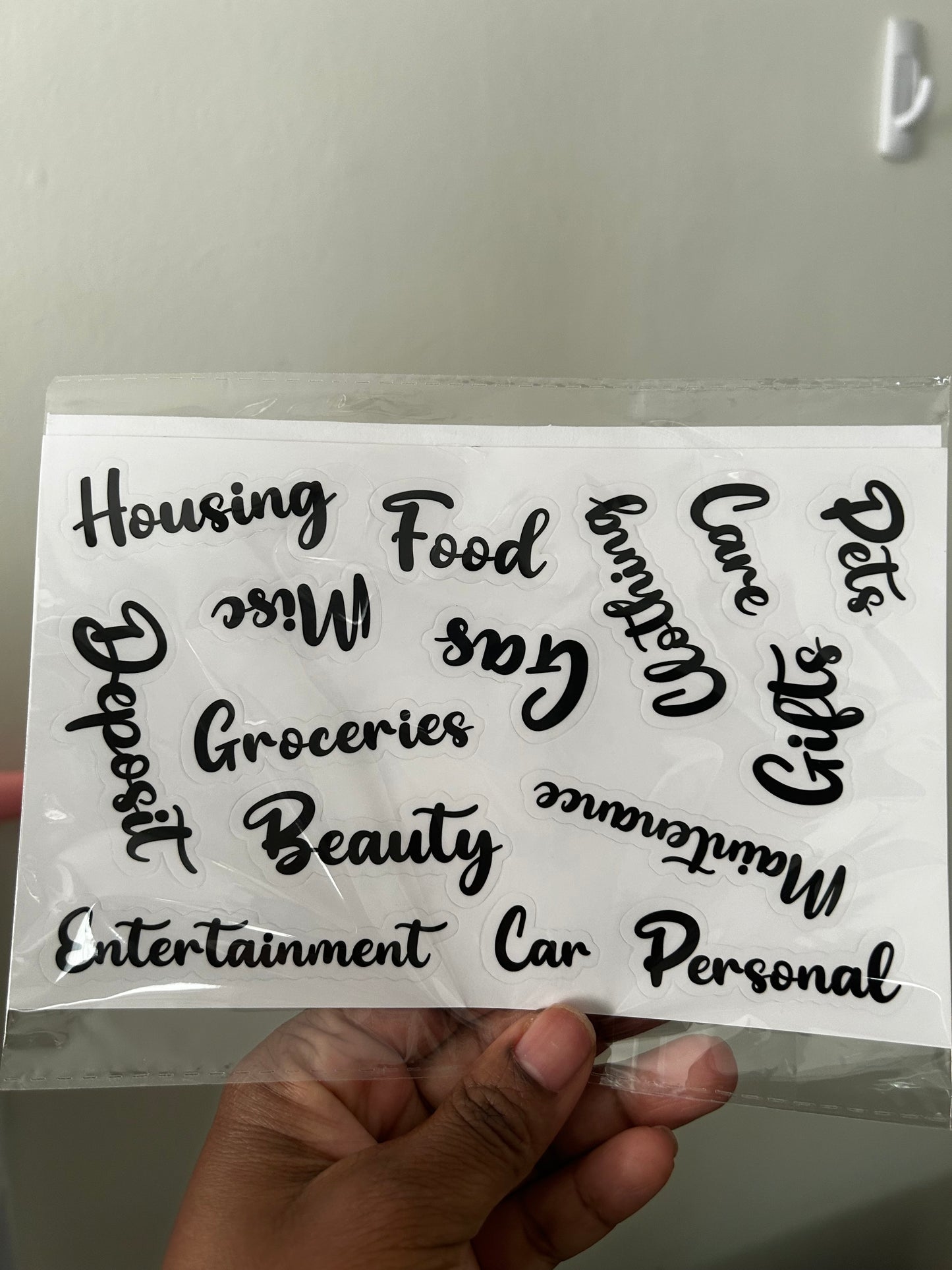 Cash Envelope Label Stickers, 27 Black Color