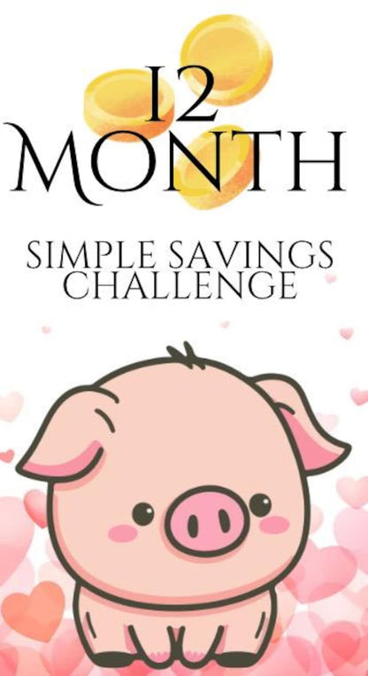 12 Months of Savings Challenge Inserts for Cash Stuffing, Size Fits A6 Budget Binder, Set of 12 Laminated Mini Savings Challenge Trackers