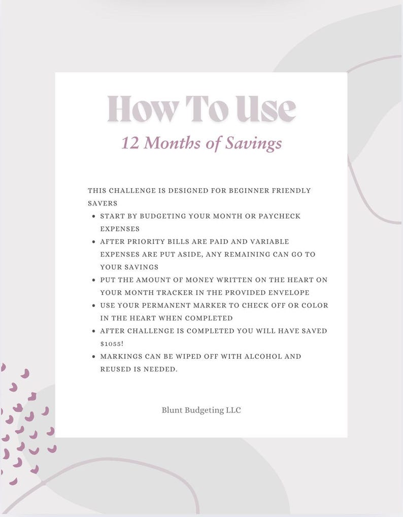 Black Bow, 12 Months of Savings Challenge Bundle for Cash Stuffing, A6 Budget Binder, Set of 12 Laminated Mini Savings Challenge Trackers