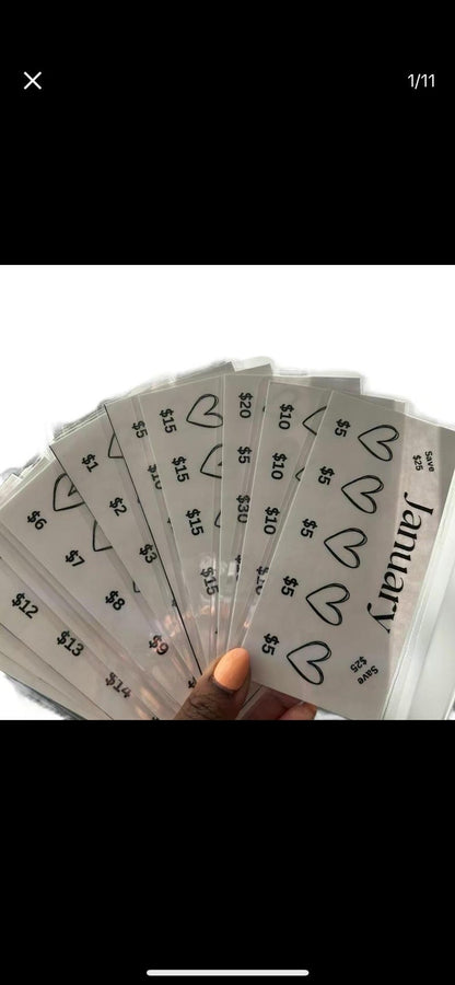 Black Bow, 12 Months of Savings Challenge Bundle for Cash Stuffing, A6 Budget Binder, Set of 12 Laminated Mini Savings Challenge Trackers