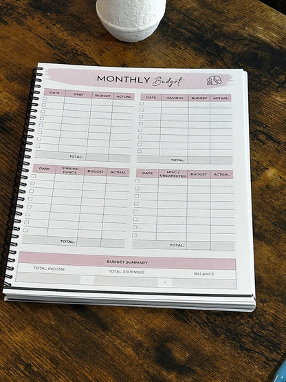 Budget Planner for Financial Organization, Monthly Expense Tracker & Savings Goals Journal Undated Money Management Workbook, Yearly Budget