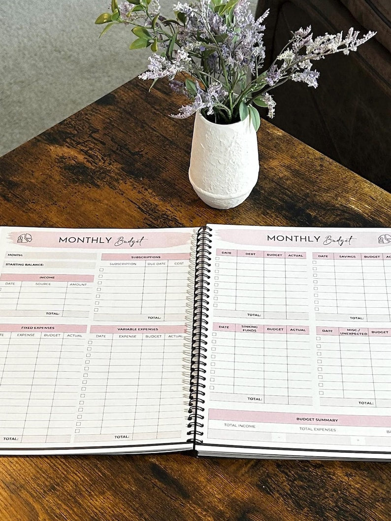 Budget Planner for Financial Organization, Monthly Expense Tracker & Savings Goals Journal Undated Money Management Workbook, Yearly Budget