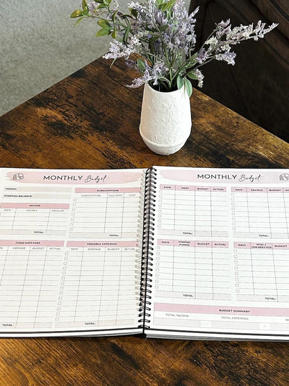 Budget Planner for Financial Organization, Monthly Expense Tracker & Savings Goals Journal Undated Money Management Workbook, Yearly Budget