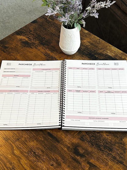 Budget Planner for Financial Organization, Monthly Expense Tracker & Savings Goals Journal Undated Money Management Workbook, Yearly Budget