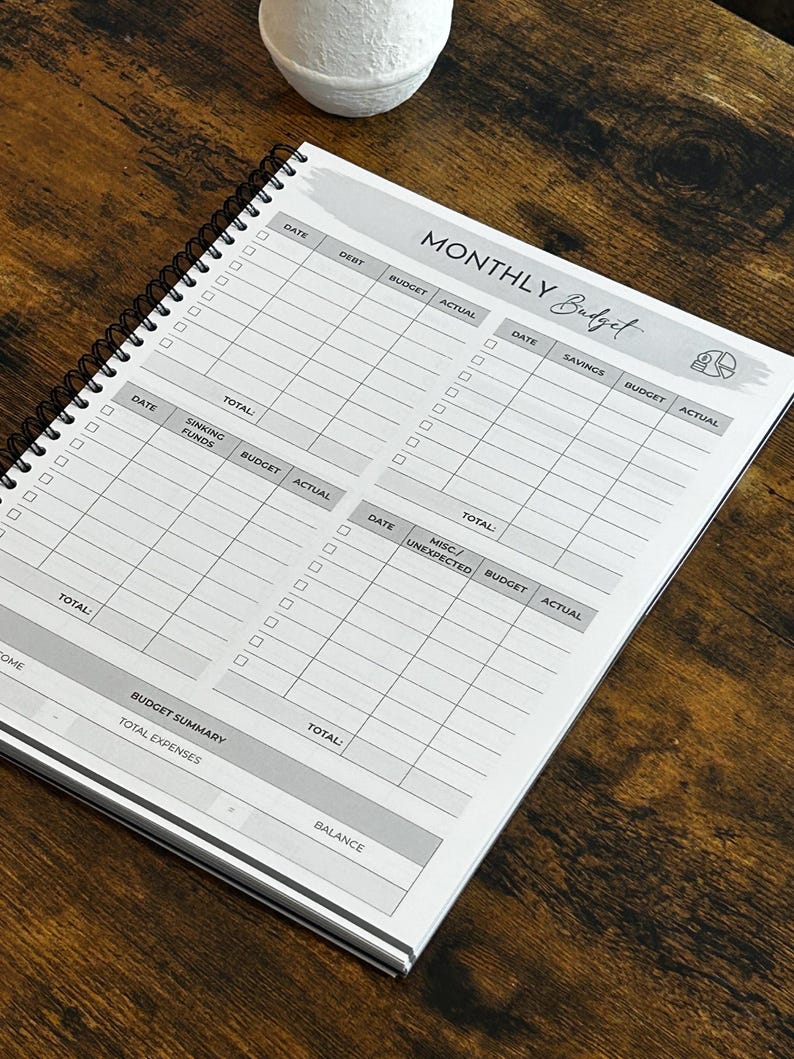 Budget Planner Book for Financial Organization, Monthly Expense Tracker & Savings Goals Journal Undated Money Management Workbook