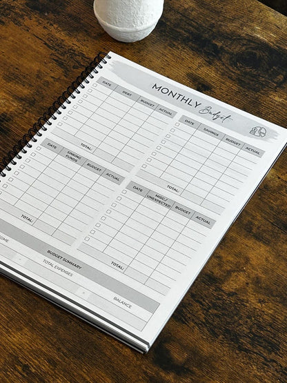 Budget Planner Book for Financial Organization, Monthly Expense Tracker & Savings Goals Journal Undated Money Management Workbook