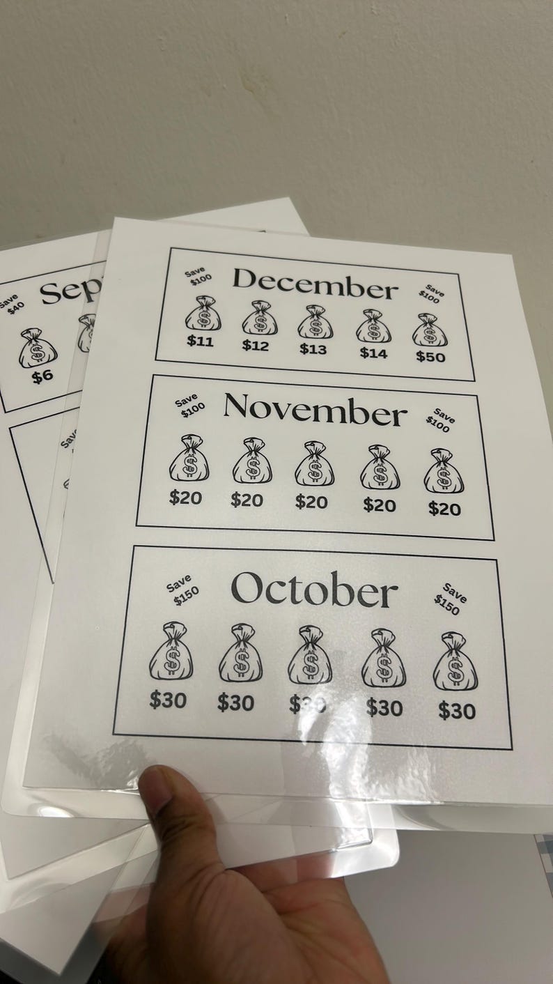 Black Tie Savings Challenge for Men Bundle for Cash Stuffing, A6 Budget Binder, Set of 12 Laminated Mini Savings Challenge Trackers