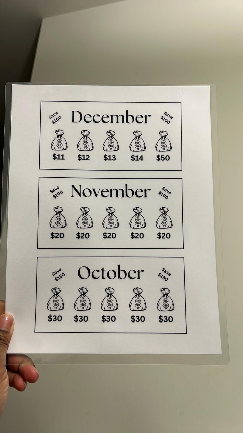 Black Tie Savings Challenge for Men Bundle for Cash Stuffing, A6 Budget Binder, Set of 12 Laminated Mini Savings Challenge Trackers