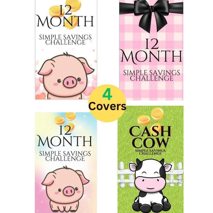 12 Months of Savings Challenge Inserts for Cash Stuffing, Size Fits A6 Budget Binder, Set of 12 Laminated Mini Savings Challenge Trackers