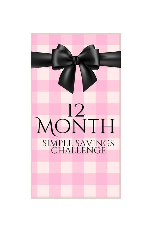 Black Bow, 12 Months of Savings Challenge Bundle for Cash Stuffing, A6 Budget Binder, Set of 12 Laminated Mini Savings Challenge Trackers