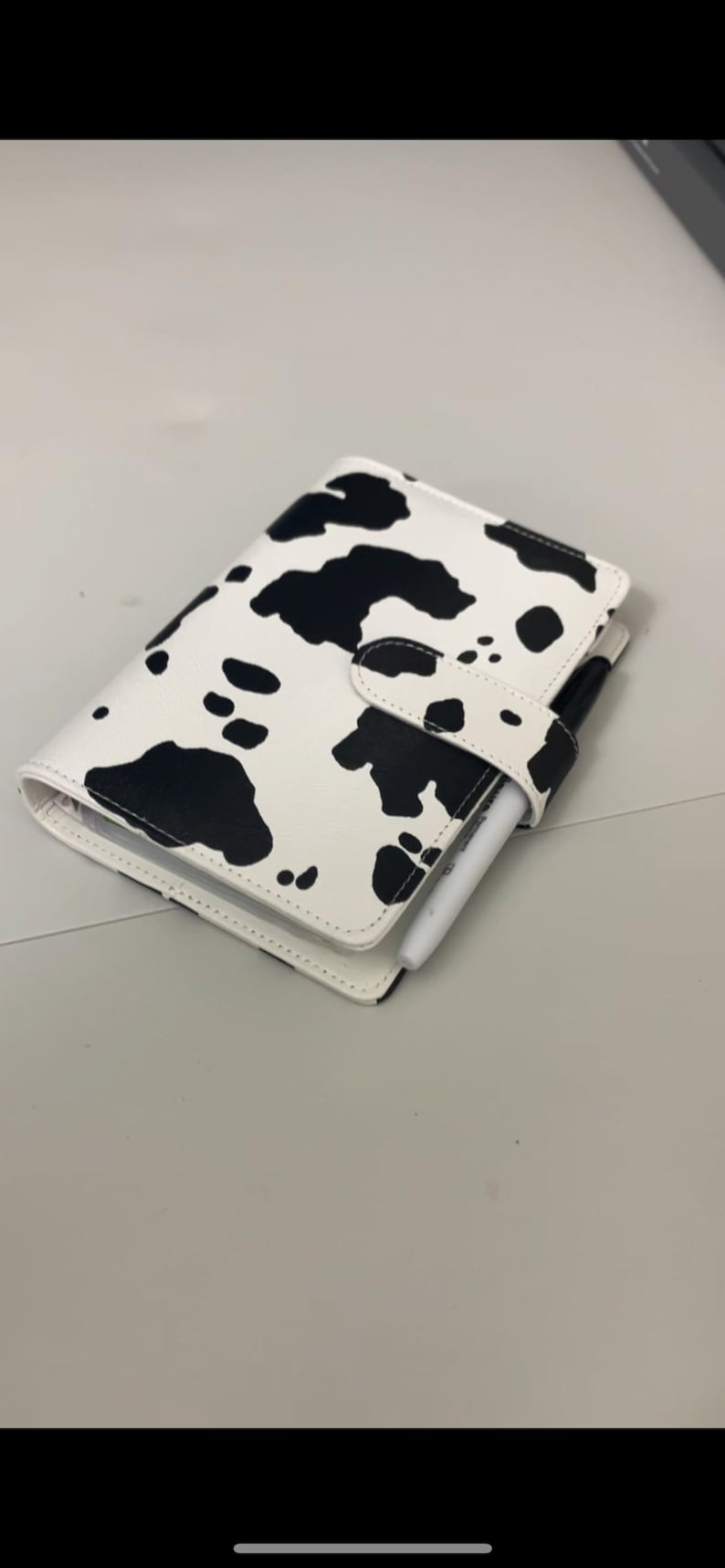 Cow Print Budget Journal Binder with 8 Envelopes A6 Size, for Cash Stuffing and Budgeting