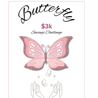 Butterfly 12 Months of Savings Challenge Inserts for Cash Stuffing, Size Fits A6 Budget Binder, Set of 12 Mini Savings Challenge Trackers
