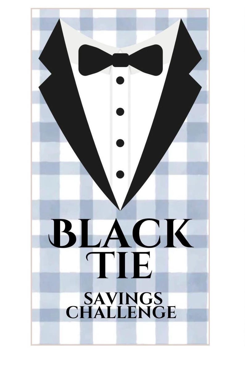 Black Tie Savings Challenge for Men Bundle for Cash Stuffing, A6 Budget Binder, Set of 12 Laminated Mini Savings Challenge Trackers