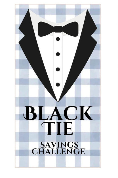 Black Tie Savings Challenge for Men Bundle for Cash Stuffing, A6 Budget Binder, Set of 12 Laminated Mini Savings Challenge Trackers