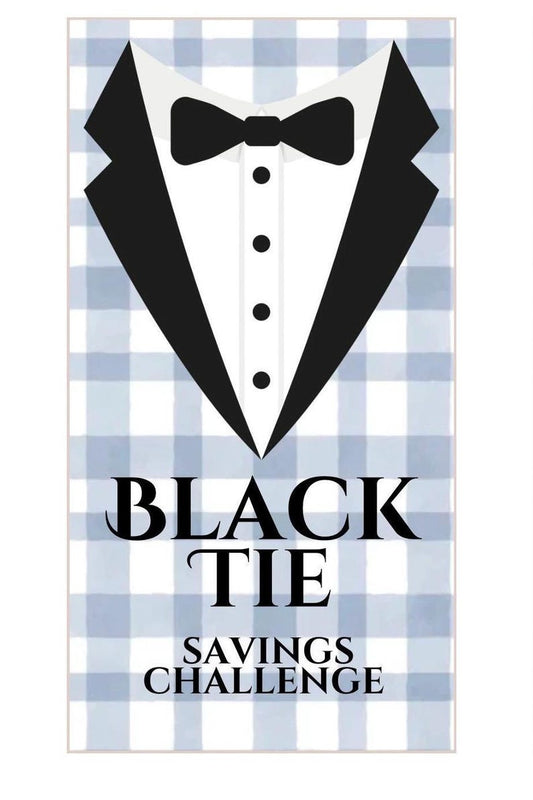 Black Tie Savings Challenge for Men Bundle for Cash Stuffing, A6 Budget Binder, Set of 12 Laminated Mini Savings Challenge Trackers